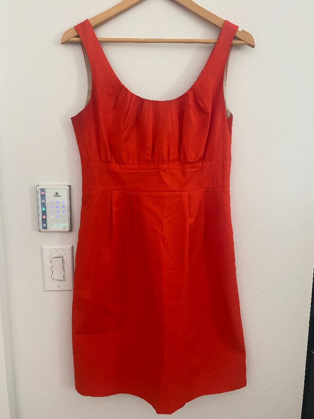 J.Crew Orange Sheath Dress Sleeveless Pleated Scoop Neck Career Cocktail Size 6